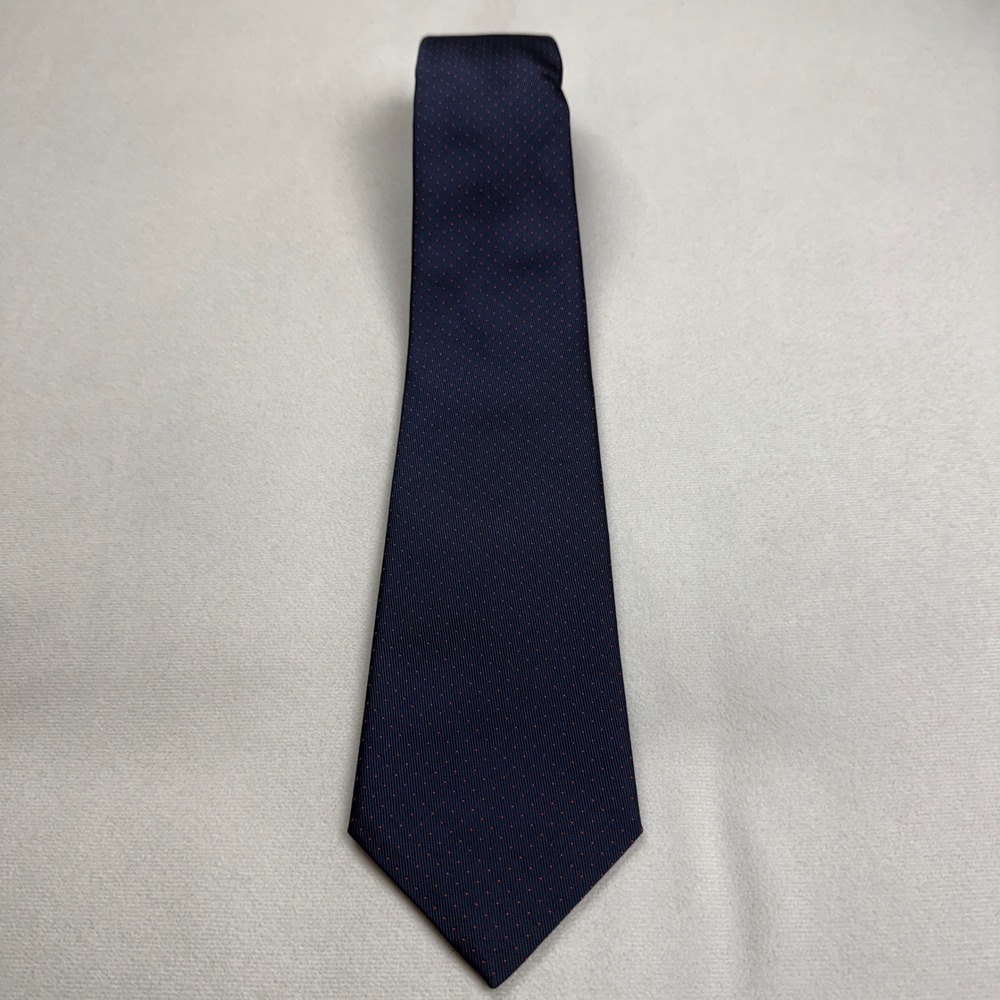 VTG NOS Turnbull & Asser Navy Red Micro Dot Silk Tie Clergy Estate Find